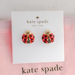 Kate Spade Little Ladybug Charm Stud Earrings (with Dust Bag) Brand New